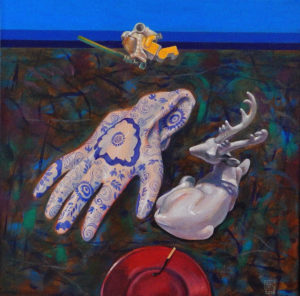 Csendélet (2018), vászon - akril, 30 × 30 cm